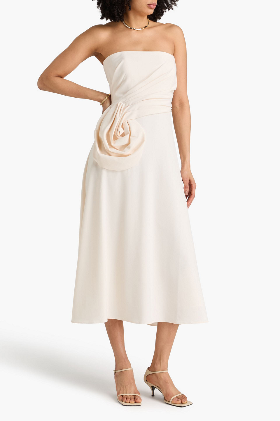  Leo Lin - Trägerloses Midikleid „ivanna“ Aus Twill - Weiß - Uk 12 