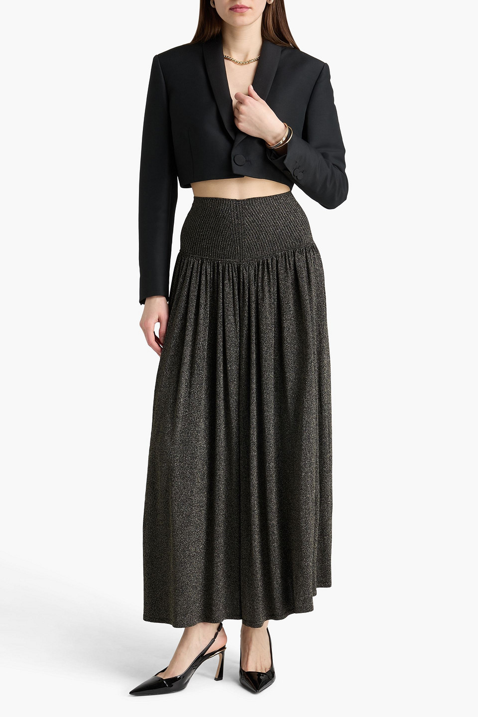  Zimmermann - Pleated Lamé Maxi Skirt - Black - 00 