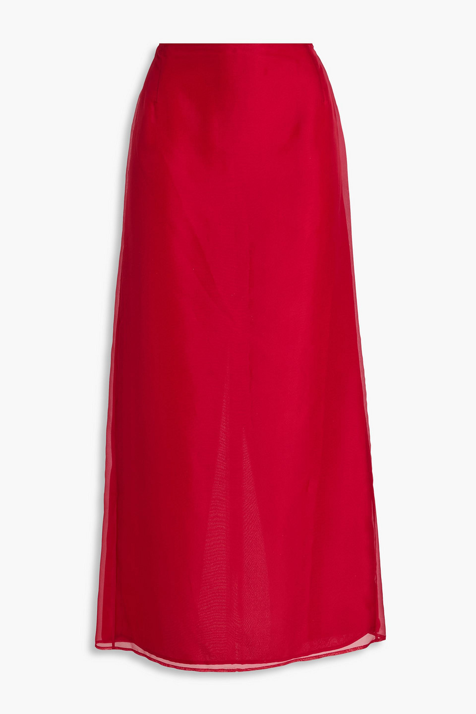 leo lin - jing silk-organza midi skirt - red - uk 6