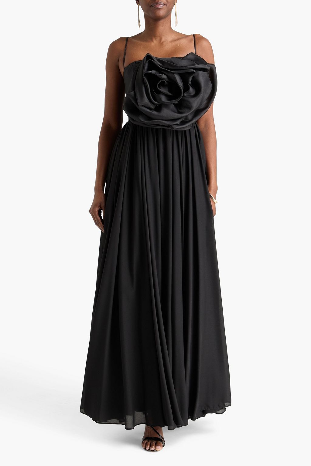 knee length dresses for ladies Carrie Black Layered Organza Maxi Dress main image 1