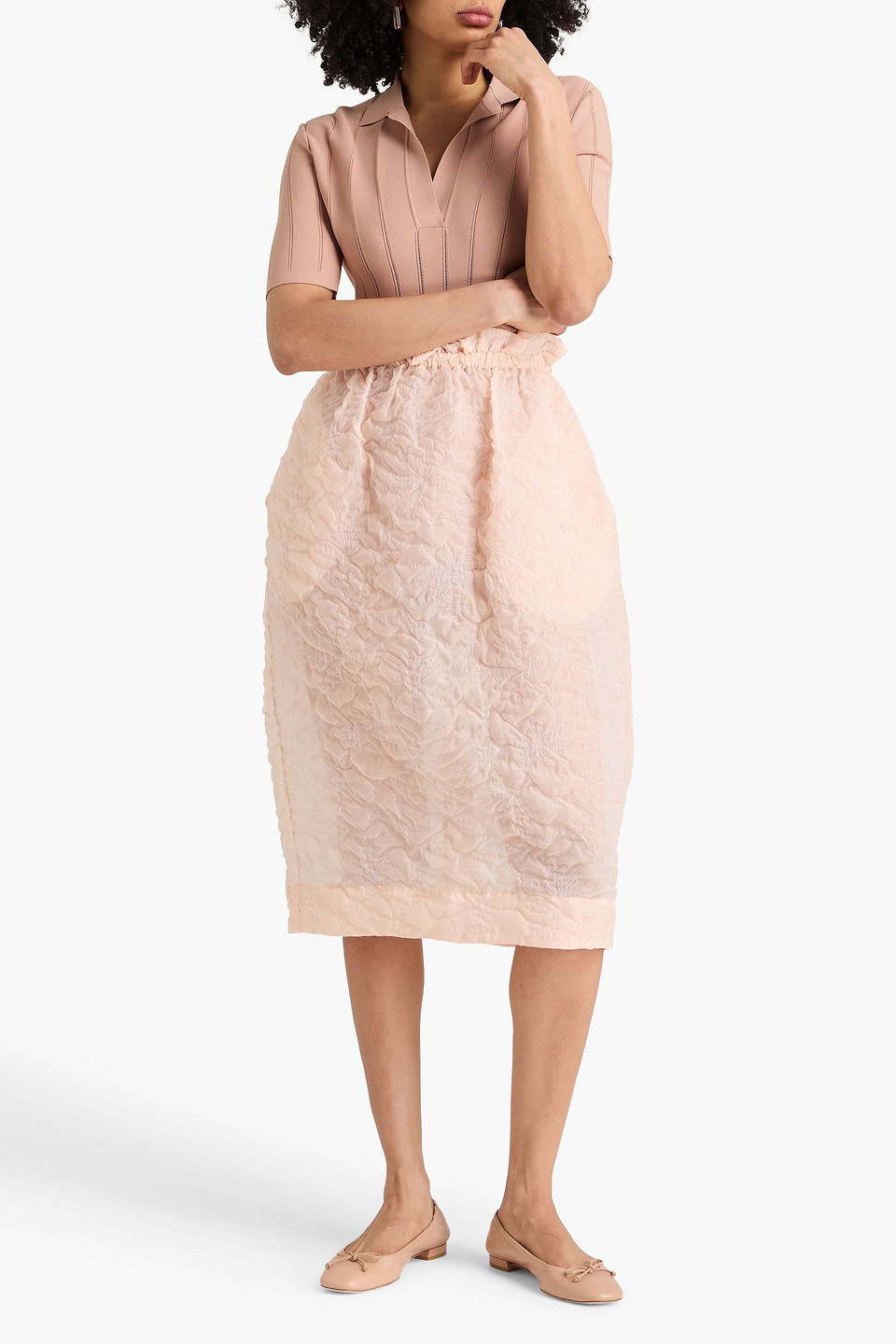  Simone Rocha - Midirock Aus Cloqué Mit Rüschen - Orange - Uk 4 