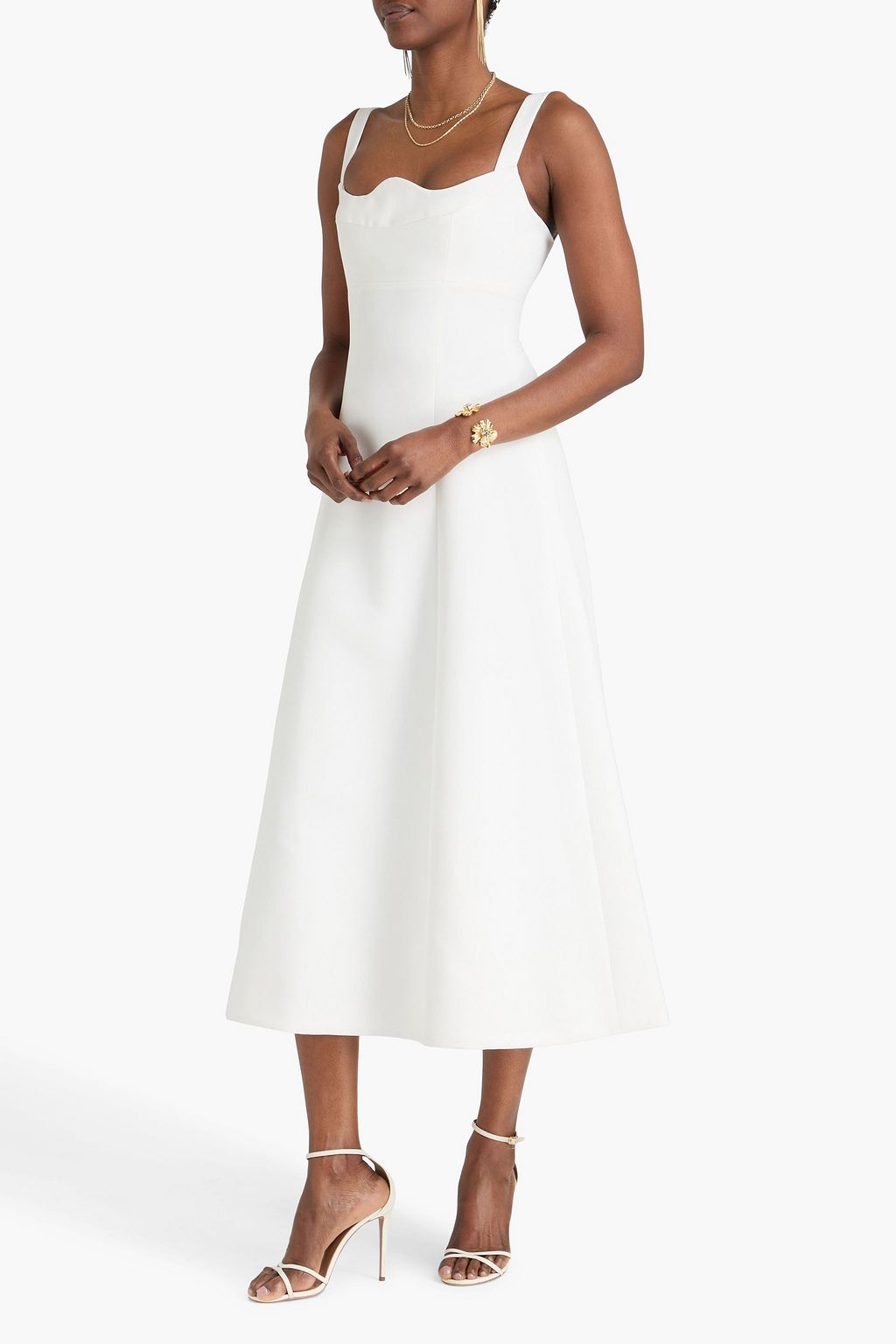 Leo Lin Odette satin midi dress - Women - White Dresses - UK 16