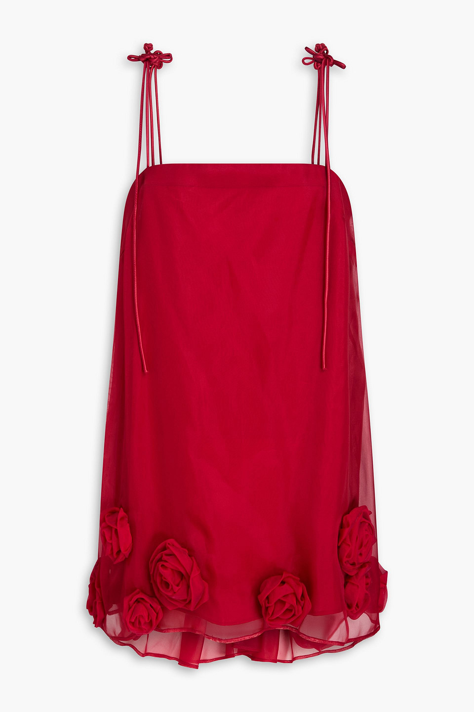 Leo Lin Xuan Floral-appliquéd Silk-organza Top In Pink