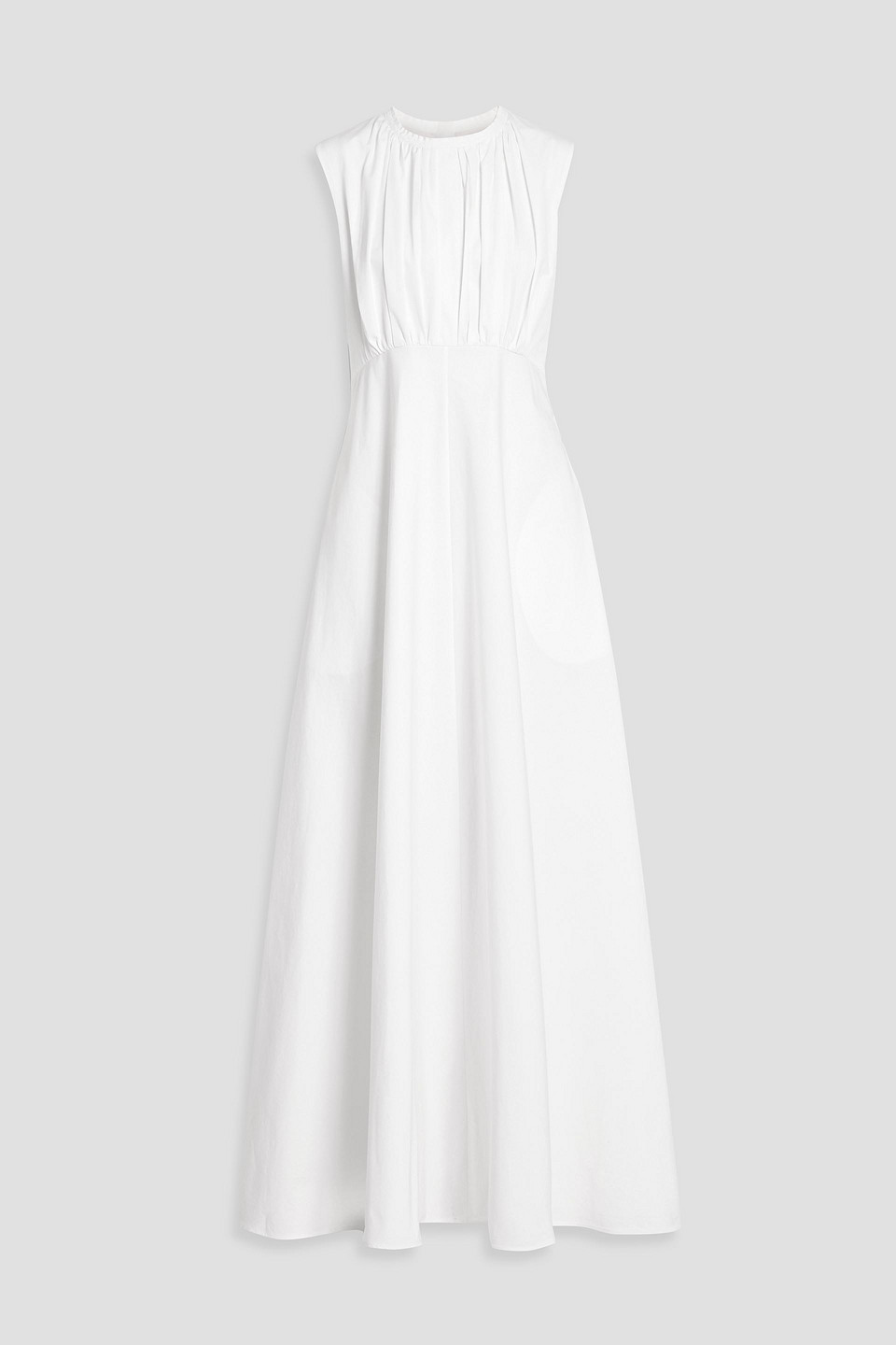 jil sander - gathered cotton-poplin maxi dress - white - fr 36