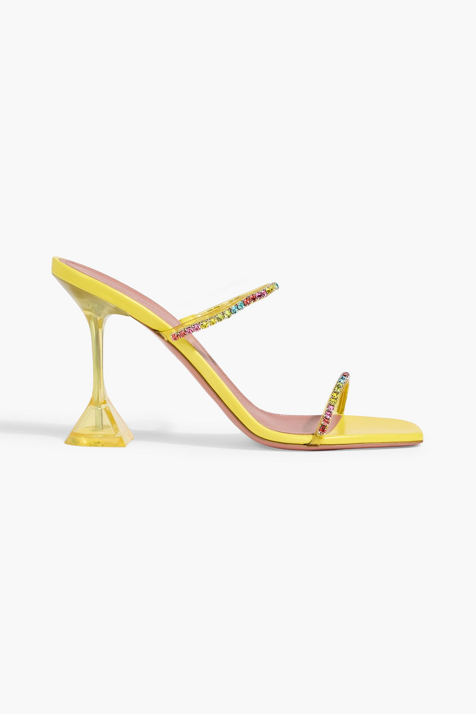 Amina Muaddi Gilda 95 Crystal-embellished Pvc Mules In Yellow