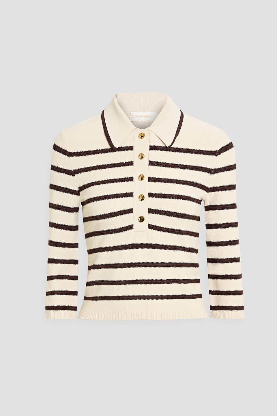 zimmermann - striped knitted polo shirt - white - 0