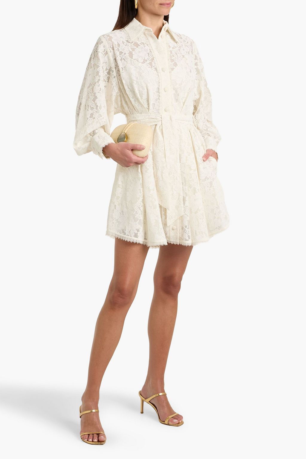 chinese dress ladies ZImmermann Pop Lace Trimmed Midi Dress