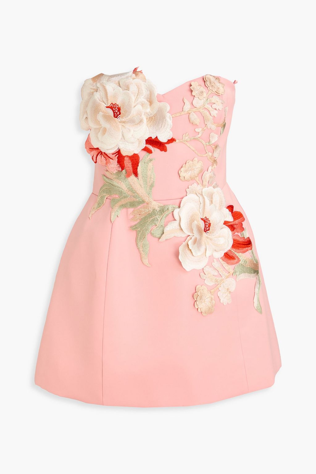 Leo Lin Rosario strapless floral-appliqud satin-crepe mini dress - Women - Blush Dresses - UK 18 Leo Lin Rosario strapless floral-appliqud satin-crepe mini dress - Women - Blush Dresses - UK 18