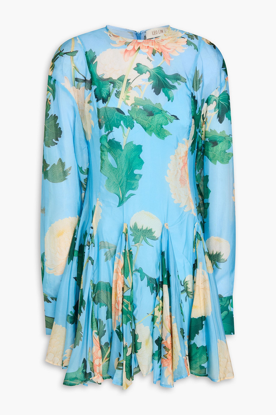Leo Lin Mia Floral-print Crepe Mini Dress In Blue