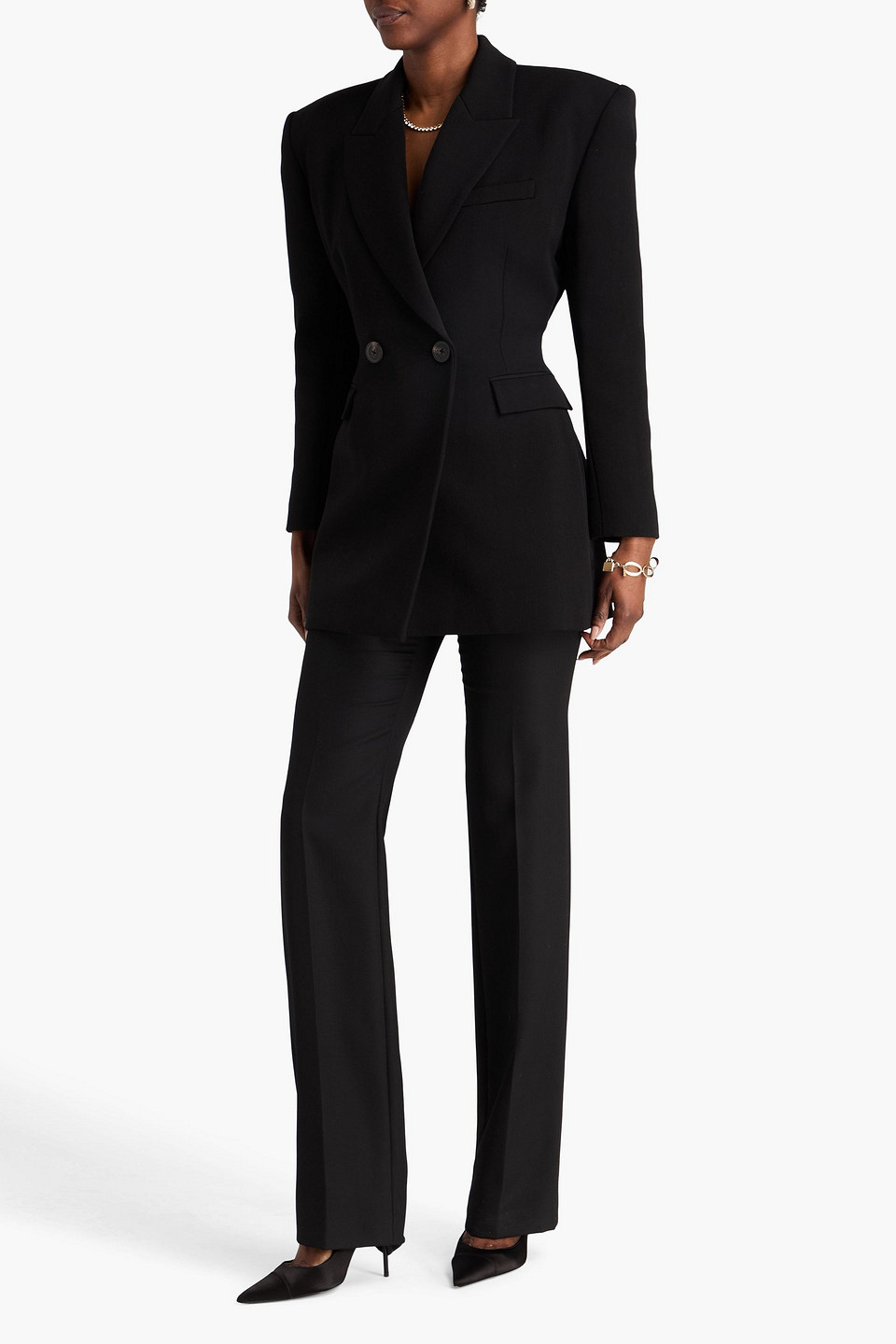  Alex Perry - Double-breasted Grain De Poudre Wool-blend Blazer - Black - Uk 4 
