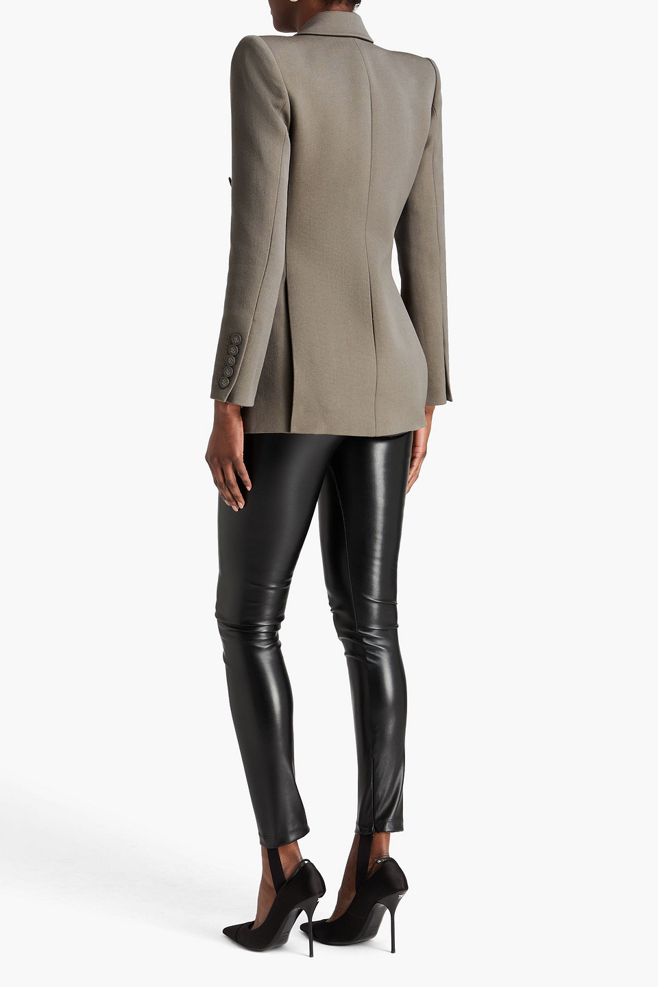  Alex Perry - Double-breasted Grain De Poudre Wool-blend Blazer - Neutral - Uk 6 