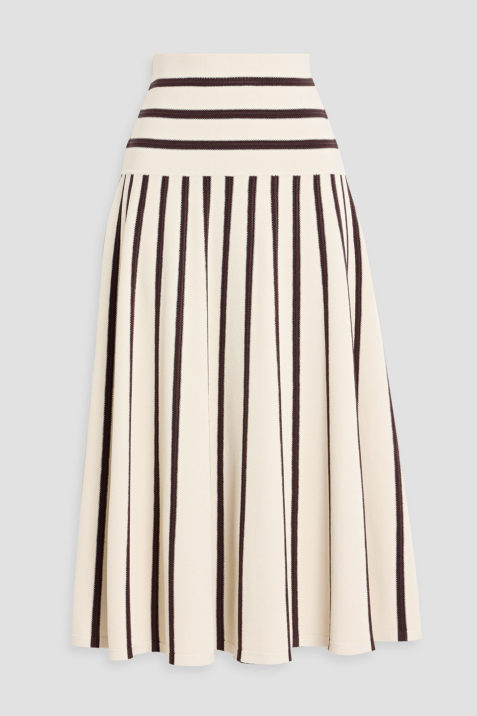 zimmermann - striped jacquard-knit midi skirt - white - 00