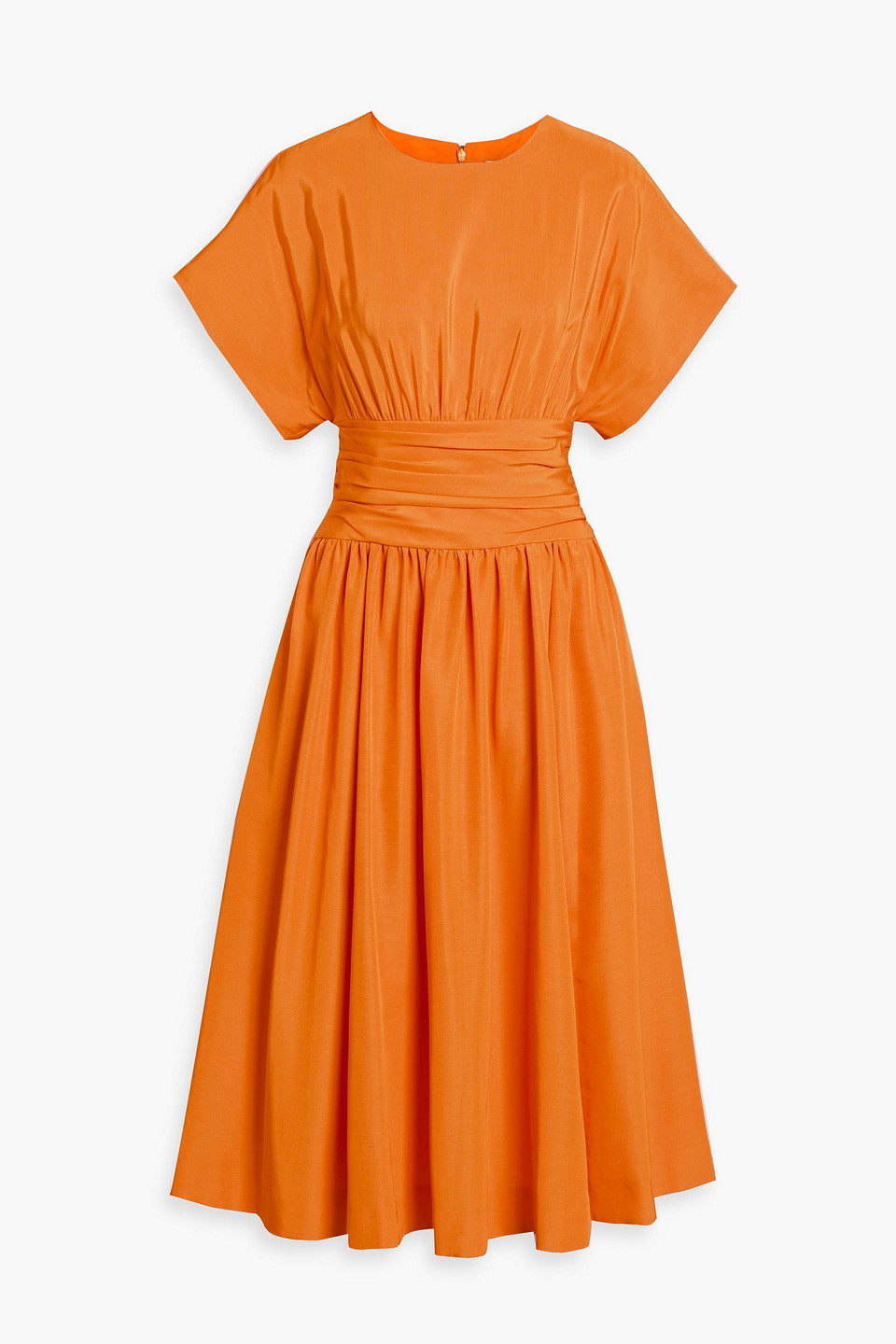 carolina herrera - cotton-blend faille midi dress - orange - us 6