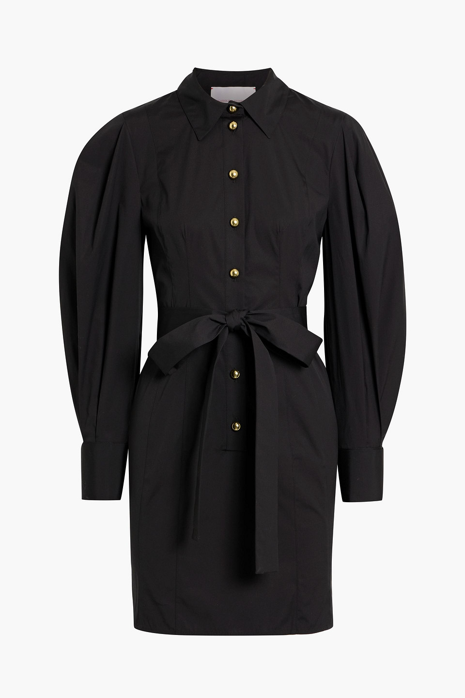 carolina herrera - cotton-blend poplin mini shirt dress - black - us 2