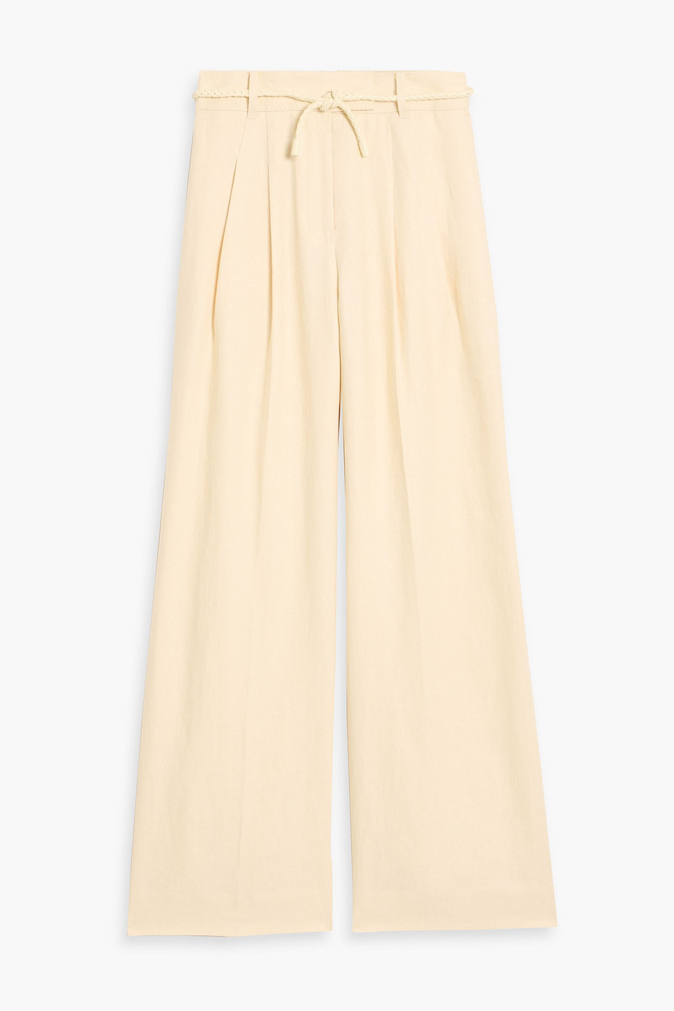Zimmermann Pleated Linen Wide-leg Pants In Metallic