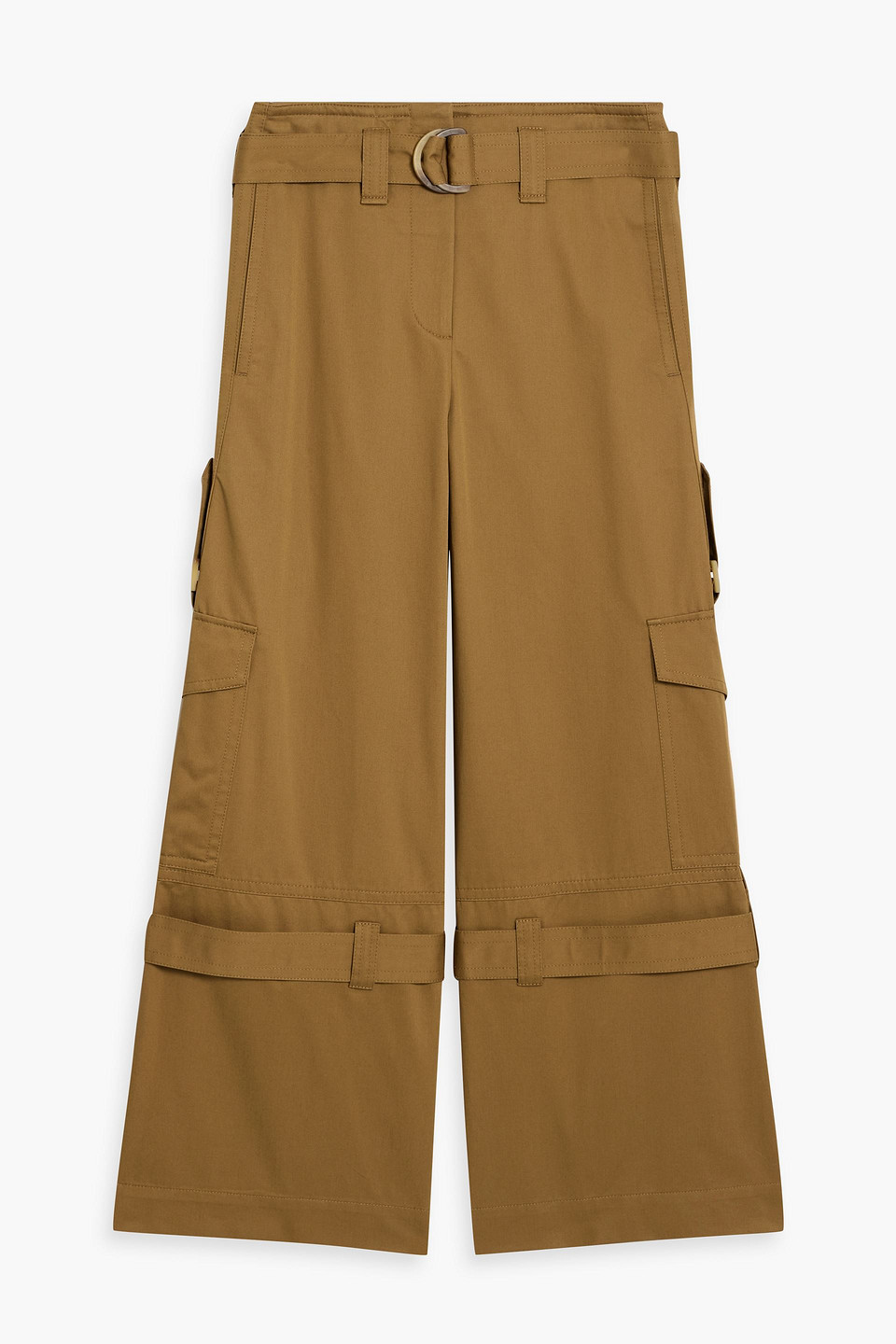 zimmermann - belted cotton-twill wide-leg pants - brown - 2