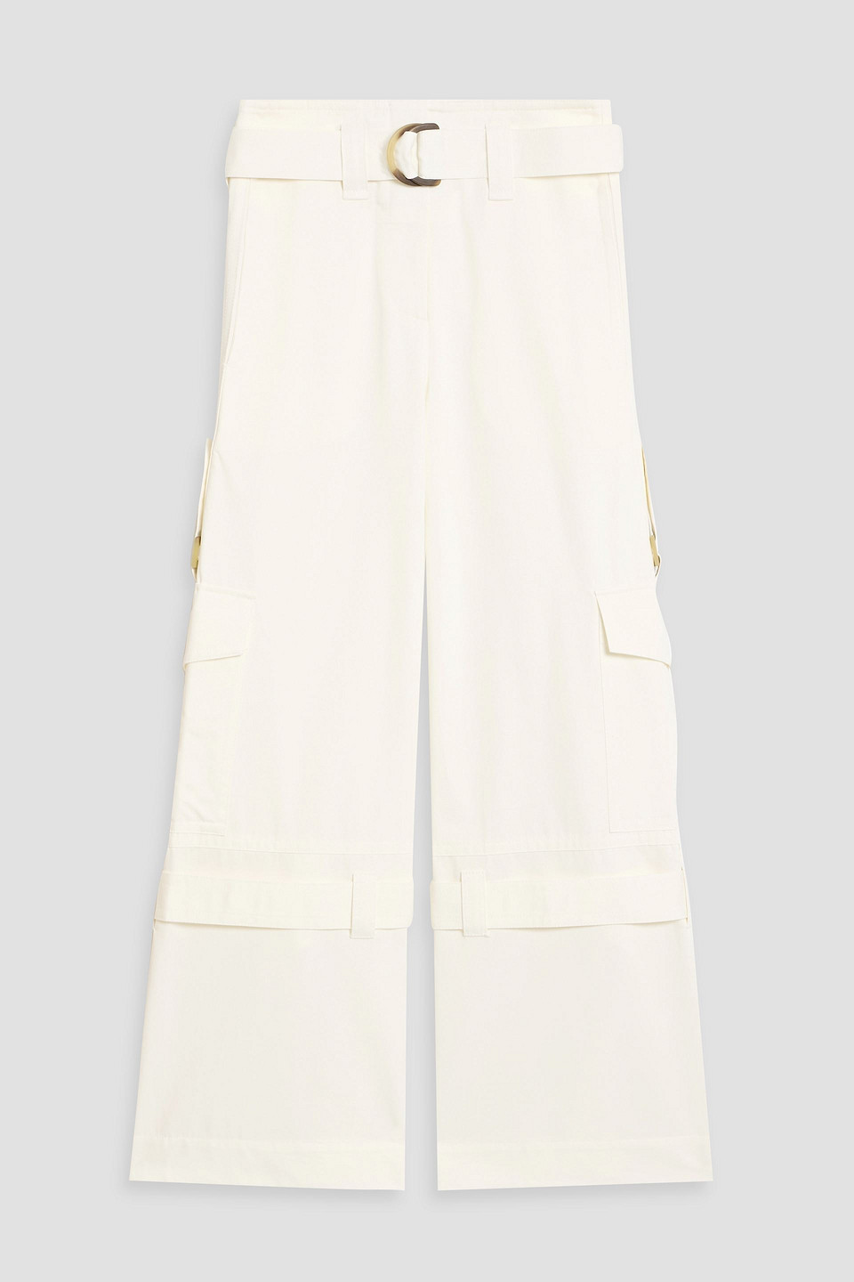Zimmermann Belted Cotton-twill Wide-leg Pants In Ivory