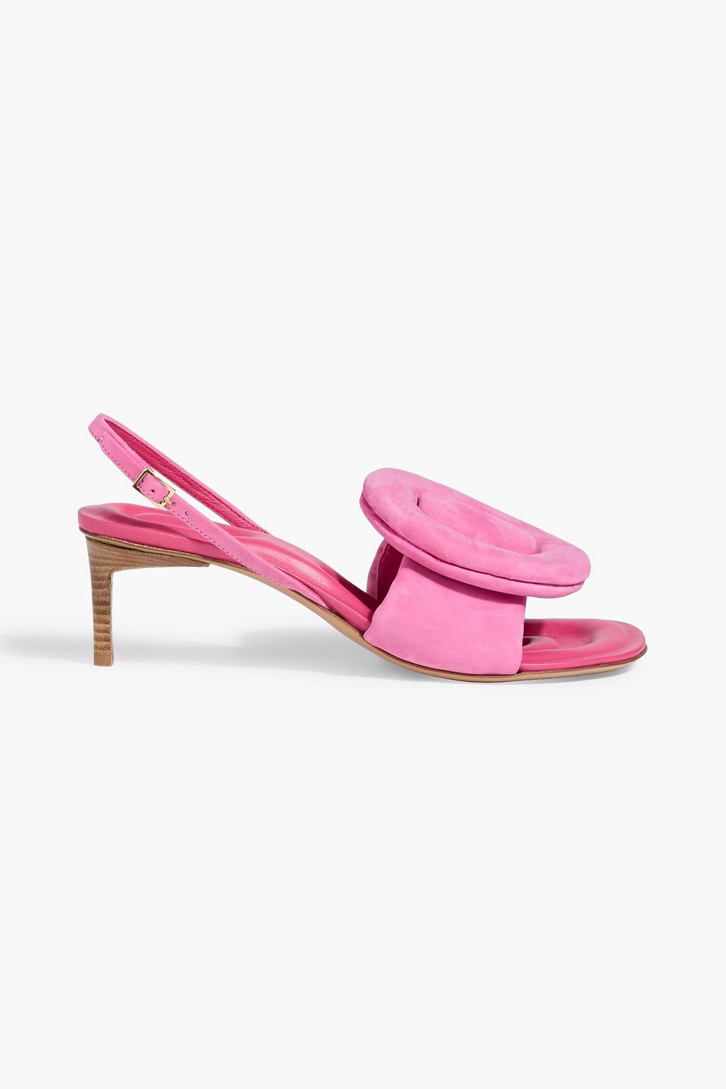 JACQUEMUS Cuscinu embellished leather and suede slingback sandals