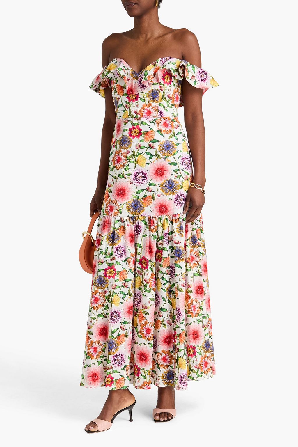 BORGO DE NOR Jazella off-the-shoulder ruffled floral-print cotton maxi dress  | THE OUTNET