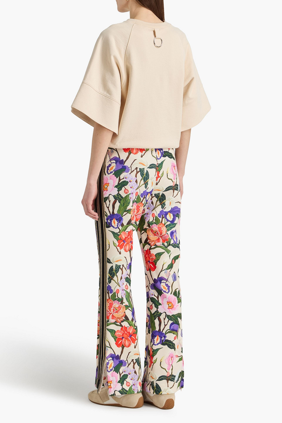  Borgo De Nor - Track Pants „aubrielle“ Aus Crêpe Mit Floralem Print Und Metallic-effekt - Weiß - Uk 6 