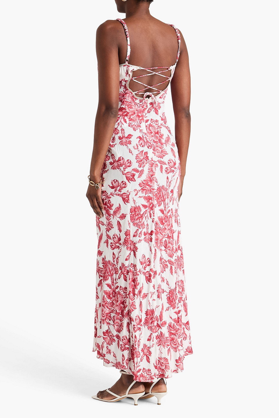  Sandro - Maxikleid Aus Jacquard Mit Floralem Print - Rot - Fr 40 