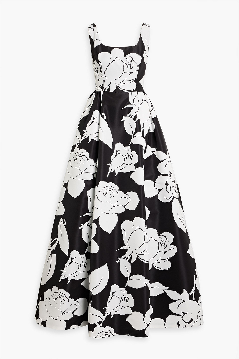 Carolina Herrera Floral-print Faille Gown In Black