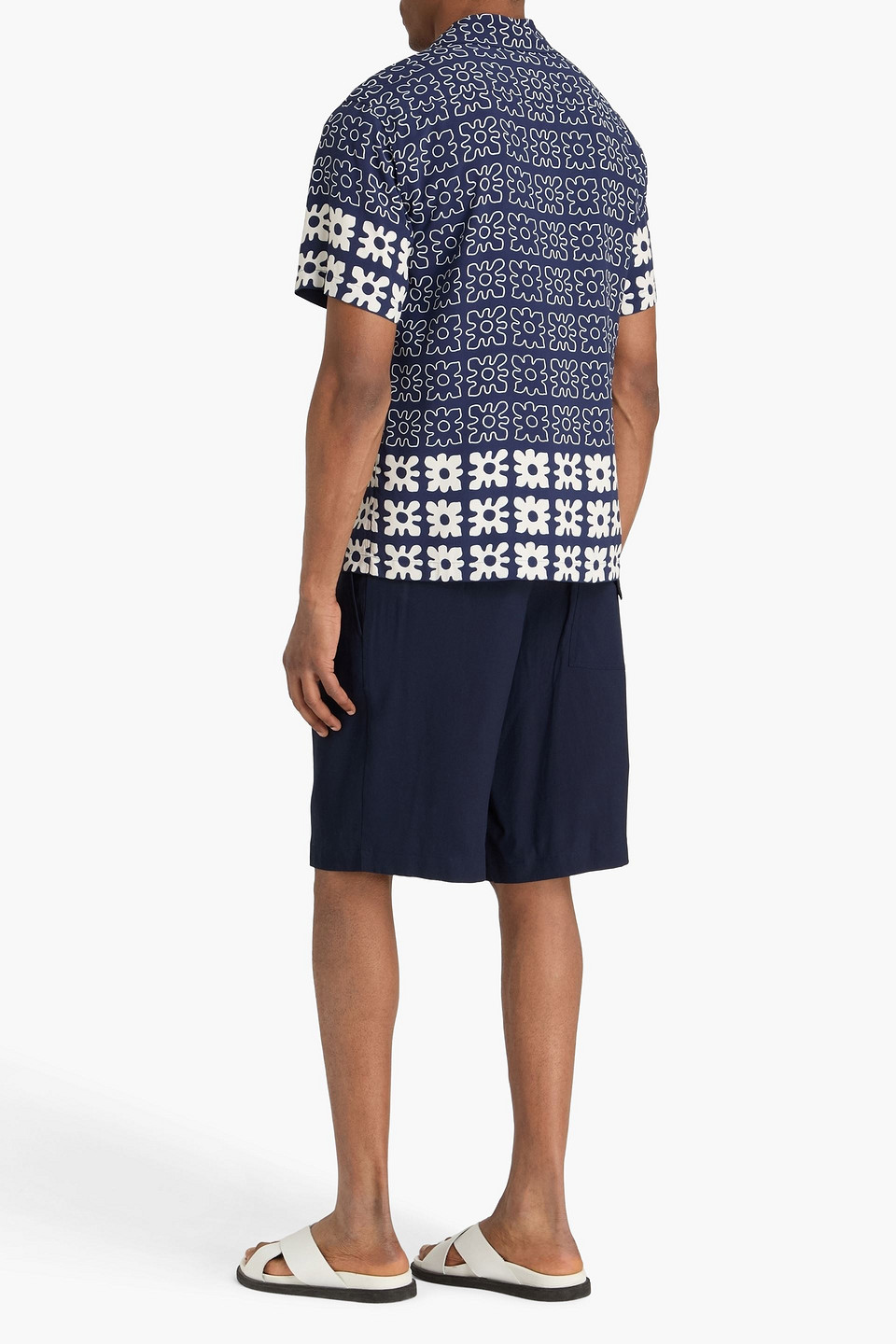  Sandro - Printed Crepe Shirt - Blau - Xs 