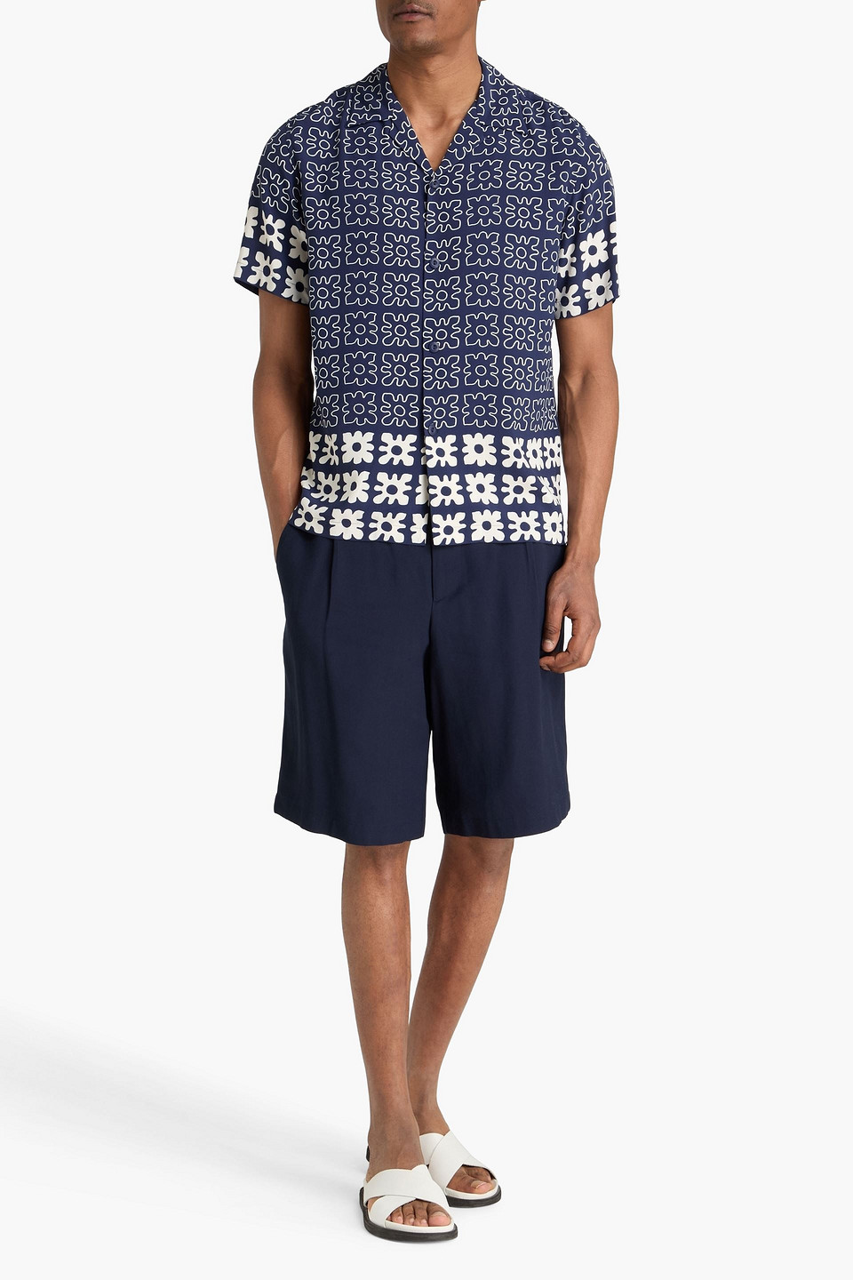  Sandro - Printed Crepe Shirt - Blau - Xs 