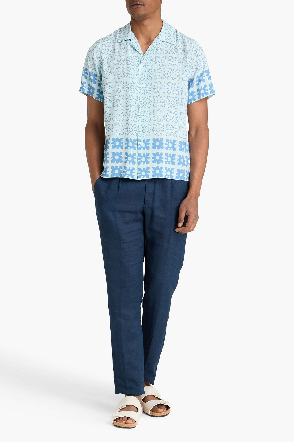  Sandro - Printed Crepe Shirt - Blau - S 