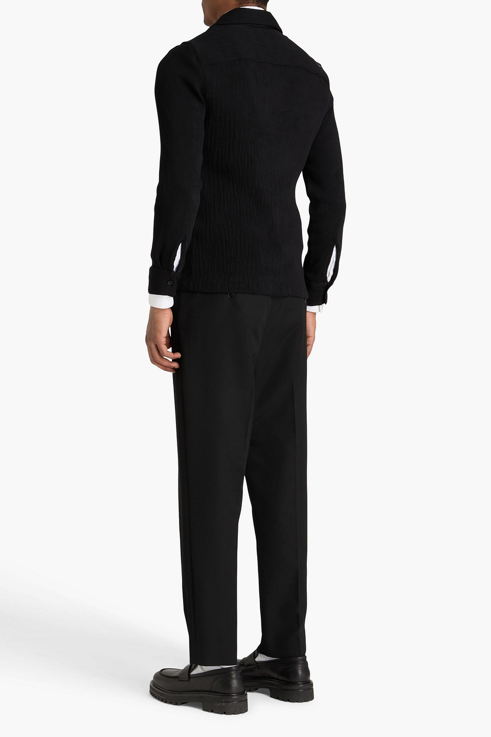  Sandro - Ribbed Jersey Overshirt - Black - S 