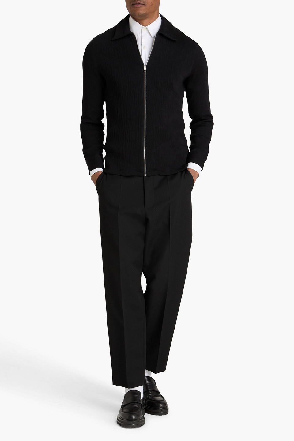  Sandro - Ribbed Jersey Overshirt - Black - S 