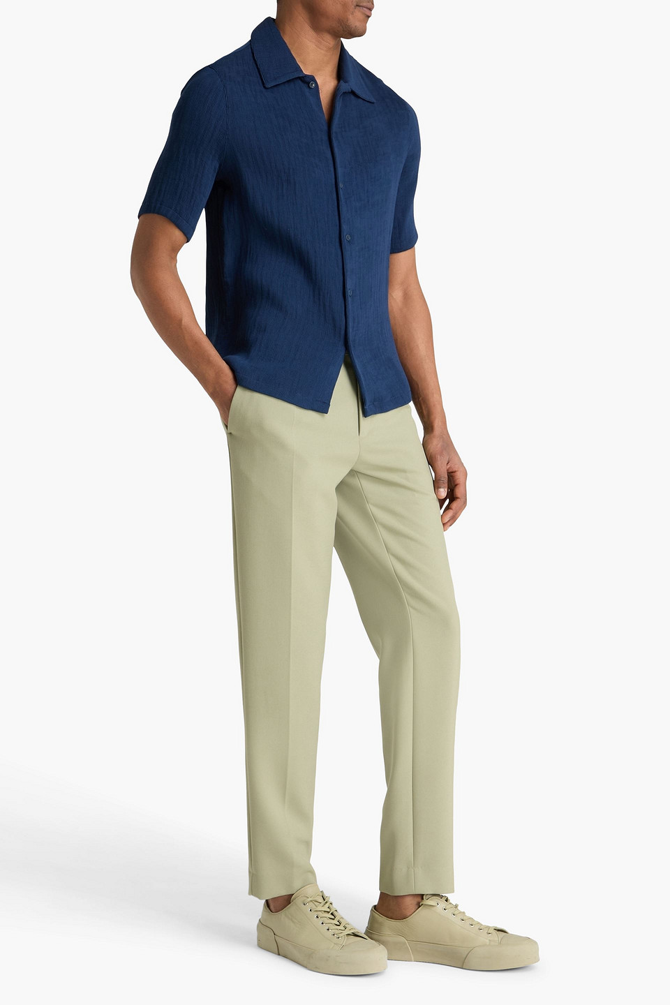  Sandro - Geripptes Hemd Aus Jersey - Blau - S 