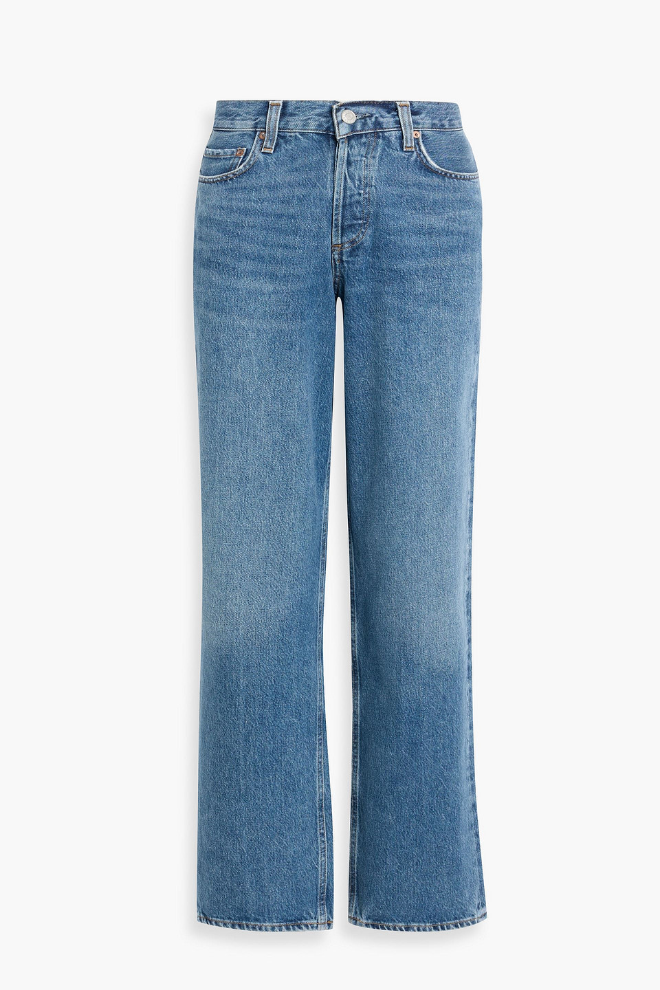 Agolde V Waist Baggy Mid-rise Straight-leg Jeans In Blue