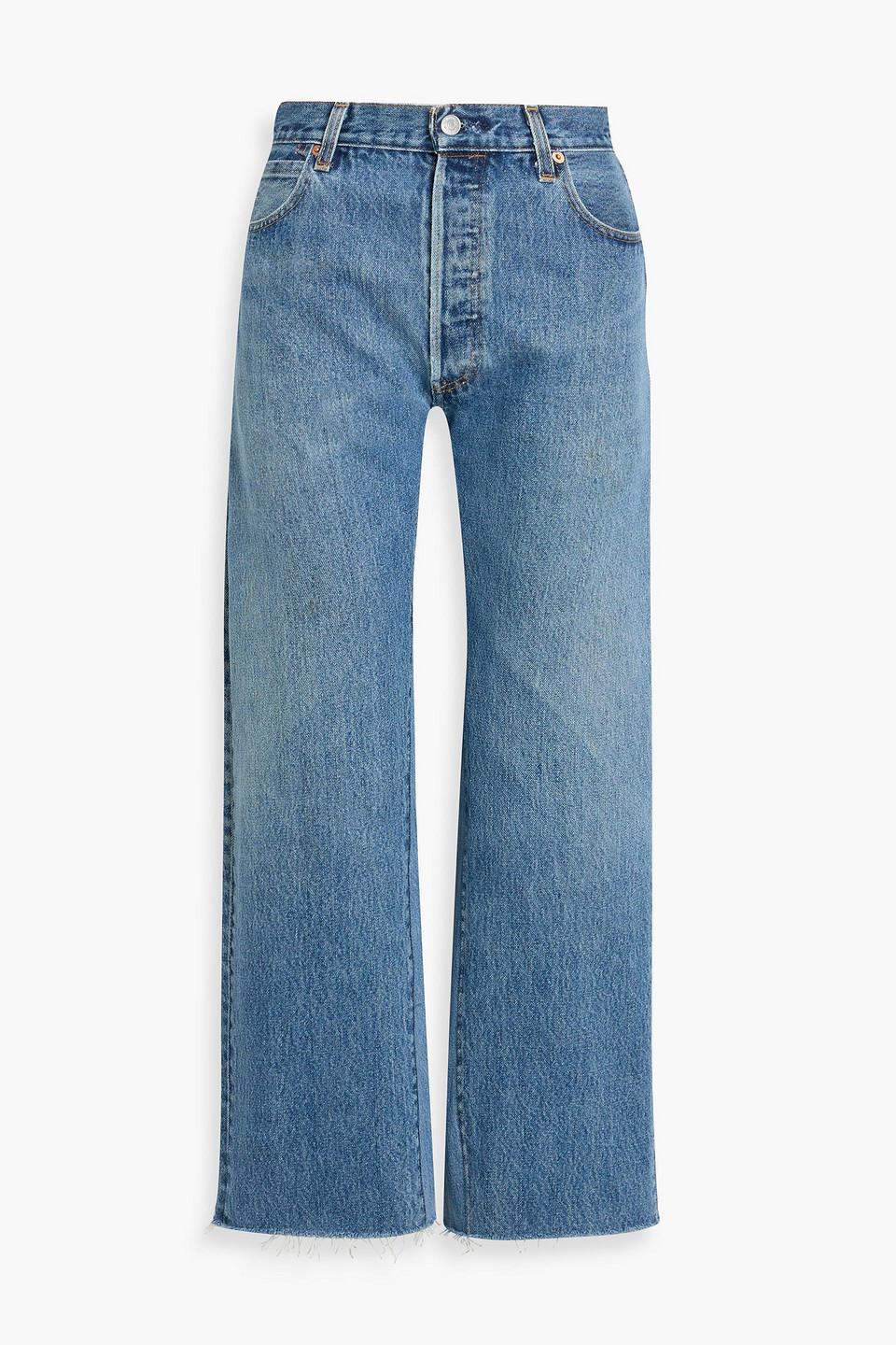 Re/done With Levi's Cropped High-rise Straight-leg Jeans In Blue