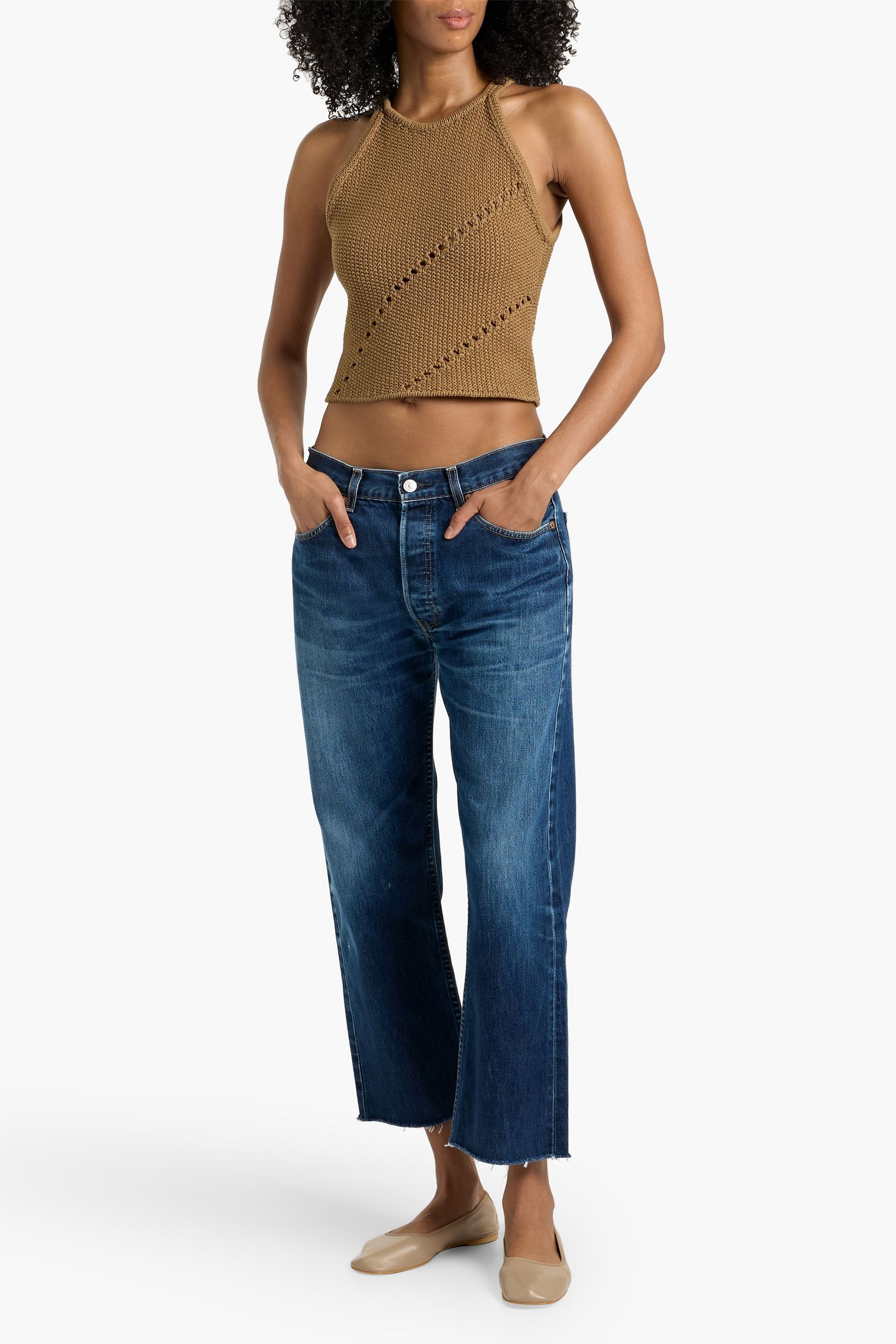 RE/DONE WITH LEVI'S Distressed high-rise boyfriend jeans