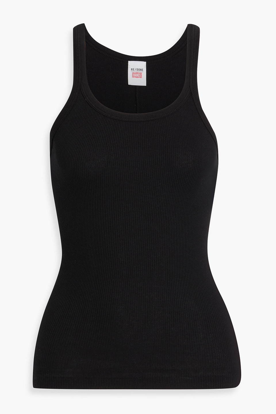 Re/done Ribbed Cotton-jersey Tank In Black