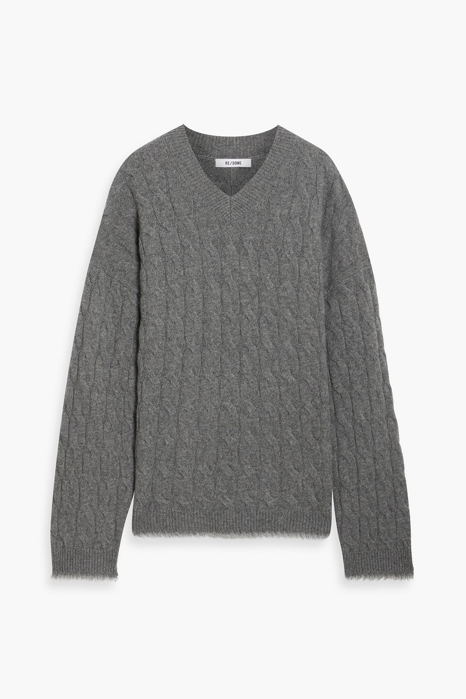 Re/done Frayed Cable-knit Cashmere Sweater In Multi