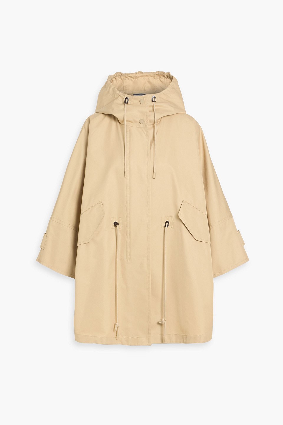 Weekend Max Mara Cotton-blend Gabardine Hooded Cape In Brown