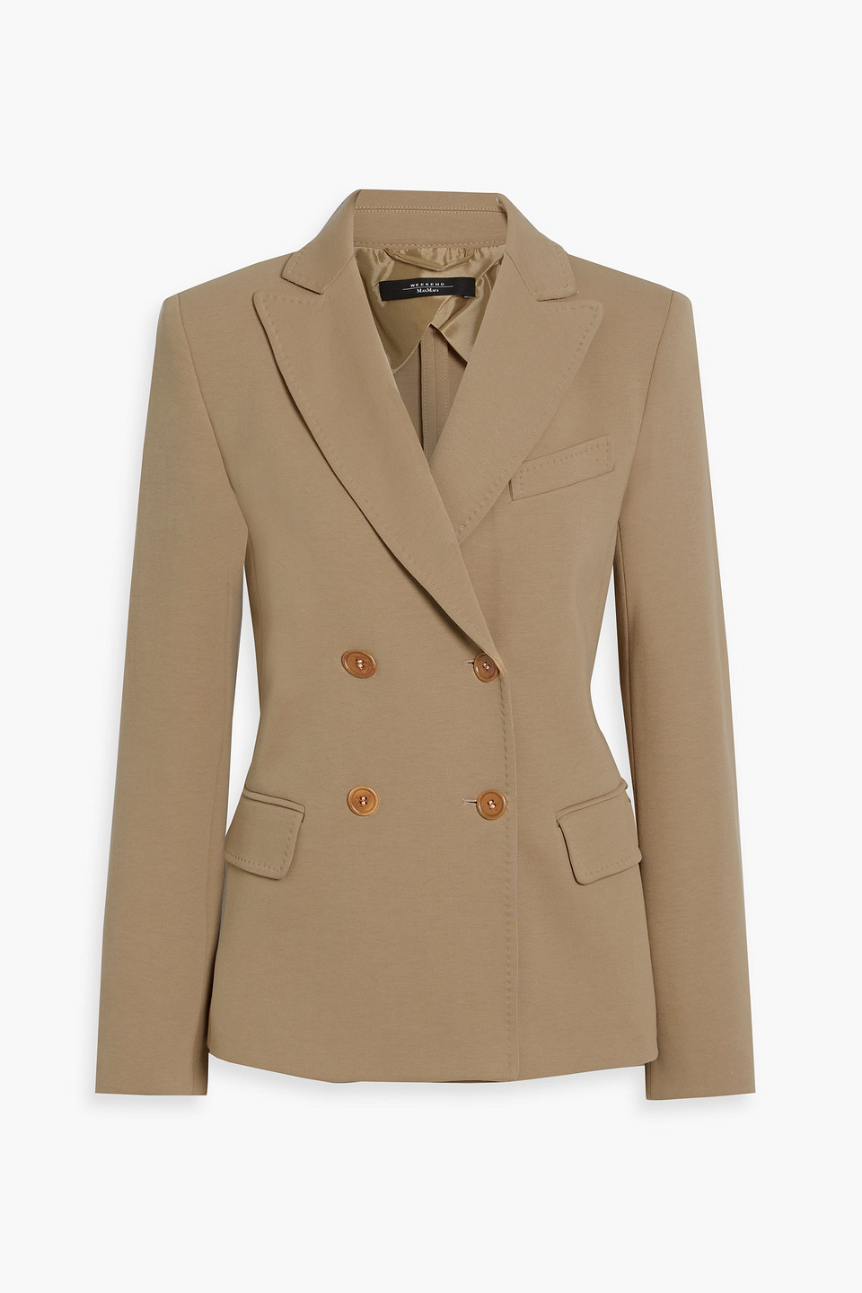 Weekend Max Mara Guelfo Double-breasted Cotton-blend Jersey Blazer In Brown