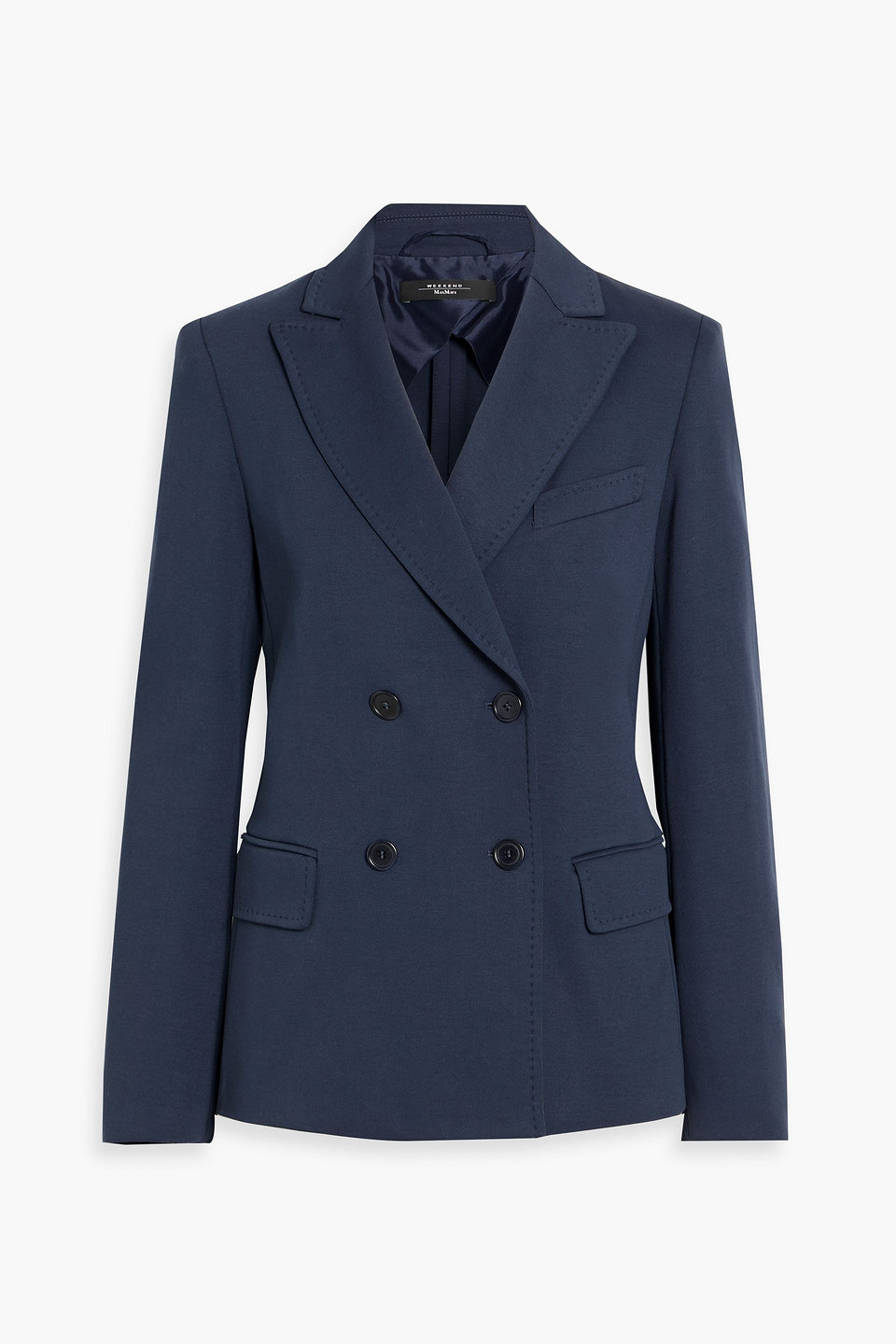 Weekend Max Mara Gueli Double-breasted Cotton-blend Jersey Blazer In Blue
