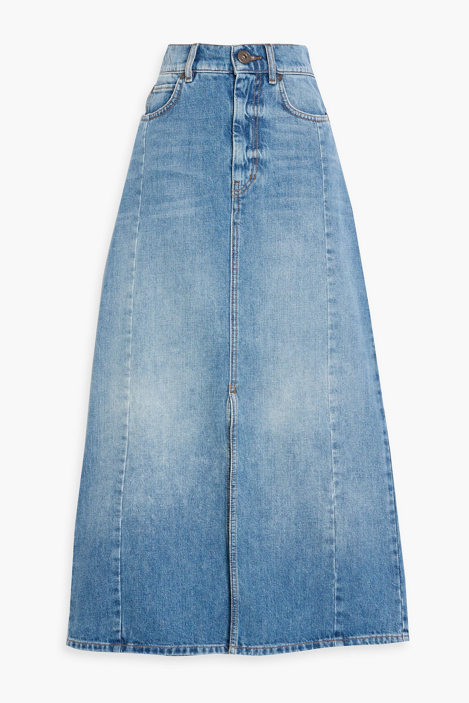Weekend Max Mara Gesso Denim Midi Skirt In Blue