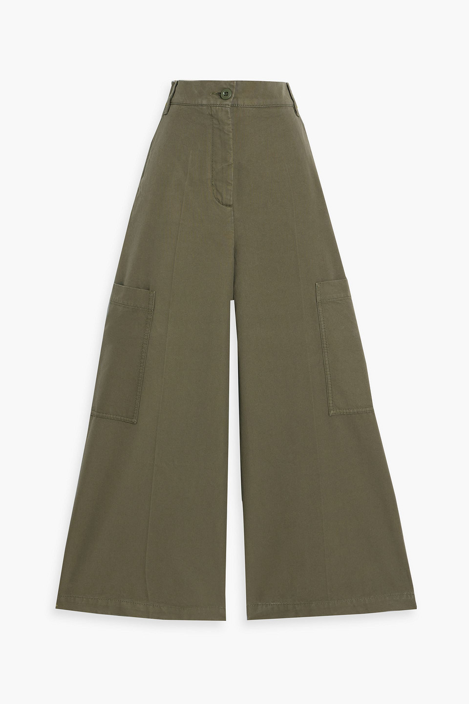 weekend max mara - quiz cotton-canvas wide-leg pants - green - it 36