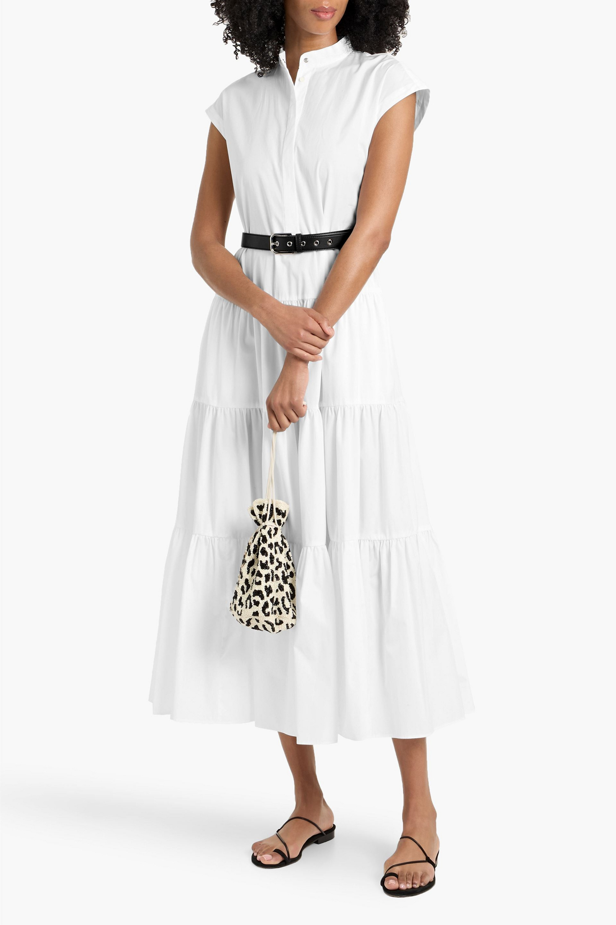 MAX MARA STUDIO Bairo tiered cotton-poplin midi dress