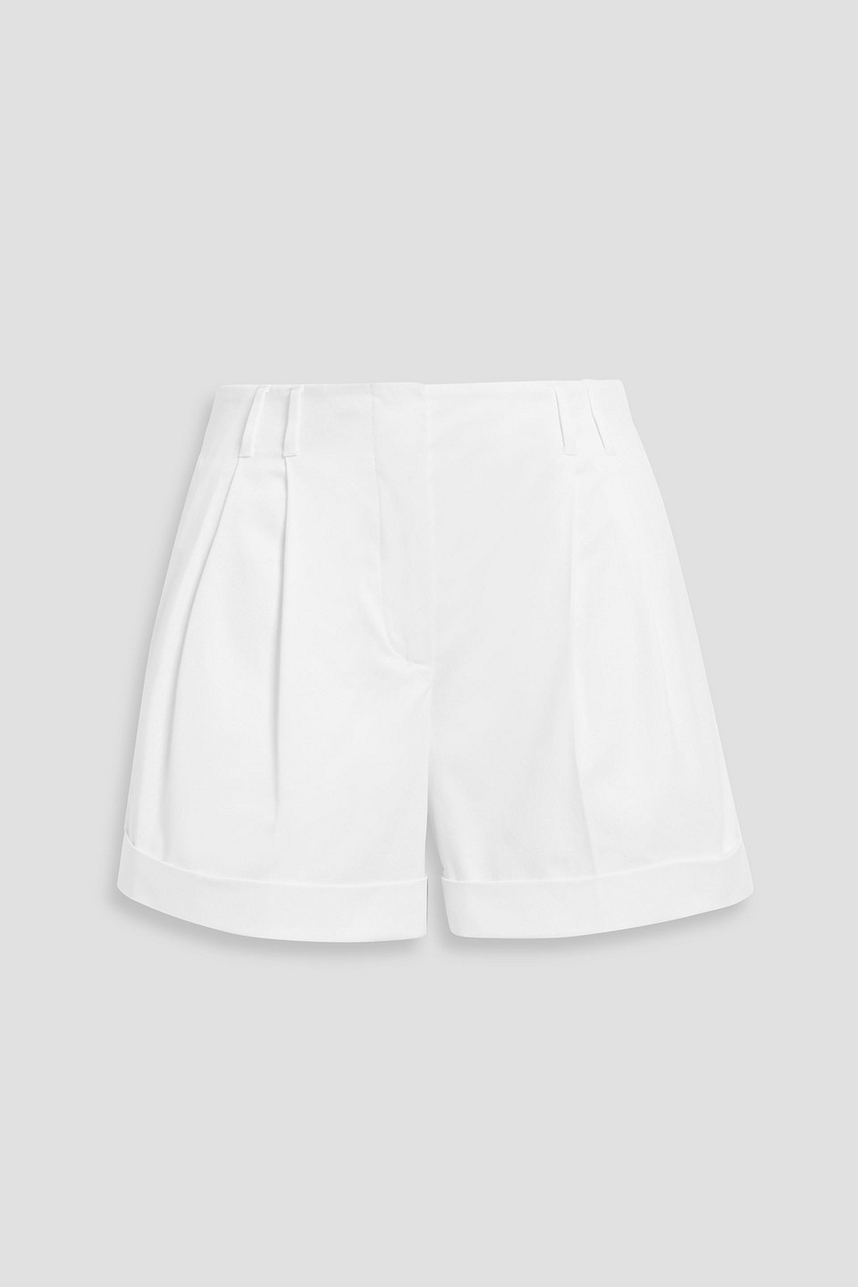 Max Mara Bergen Pleated Cotton-blend Twill Shorts In White