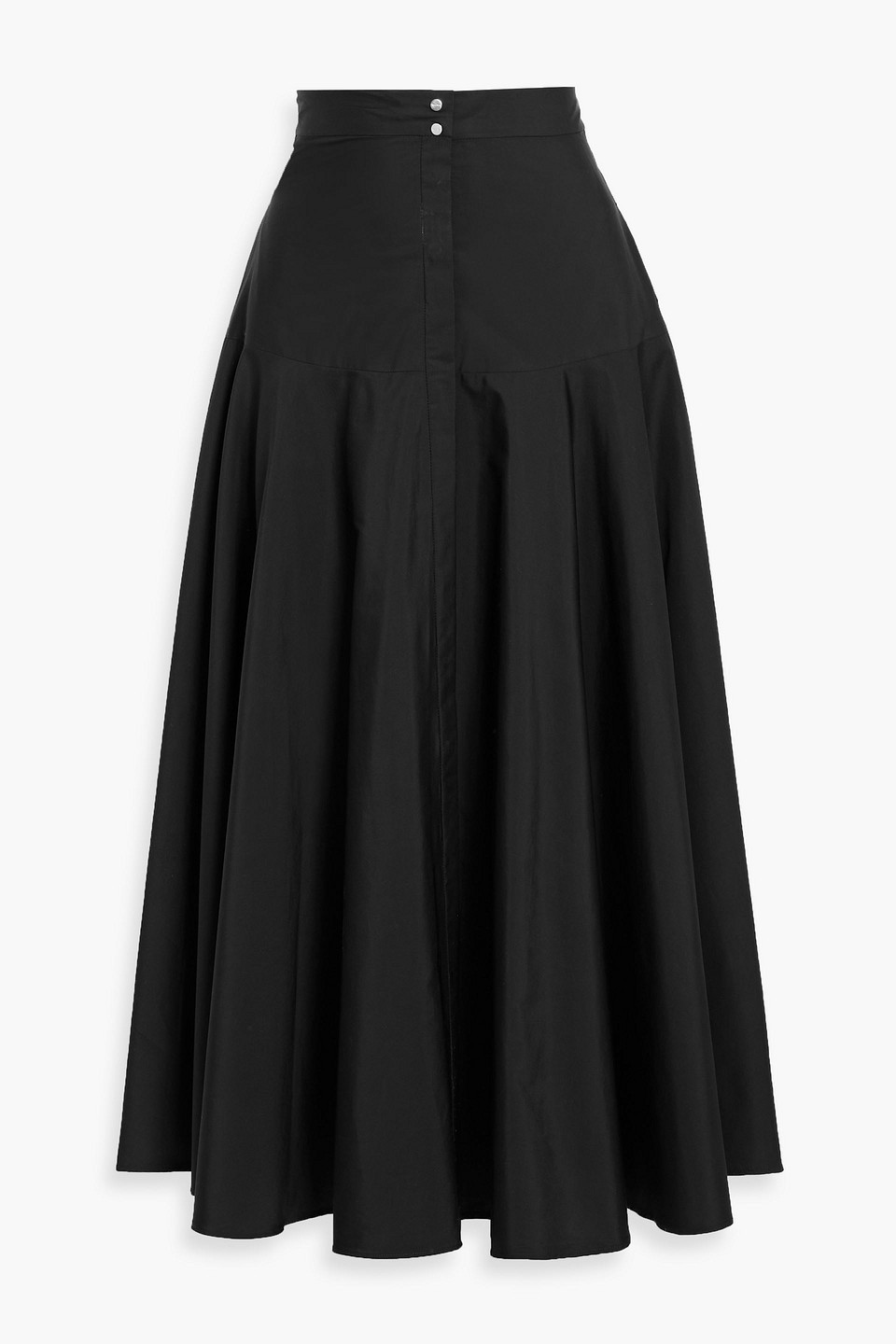 max mara - oxiria cotton-poplin midi skirt - black - it 36