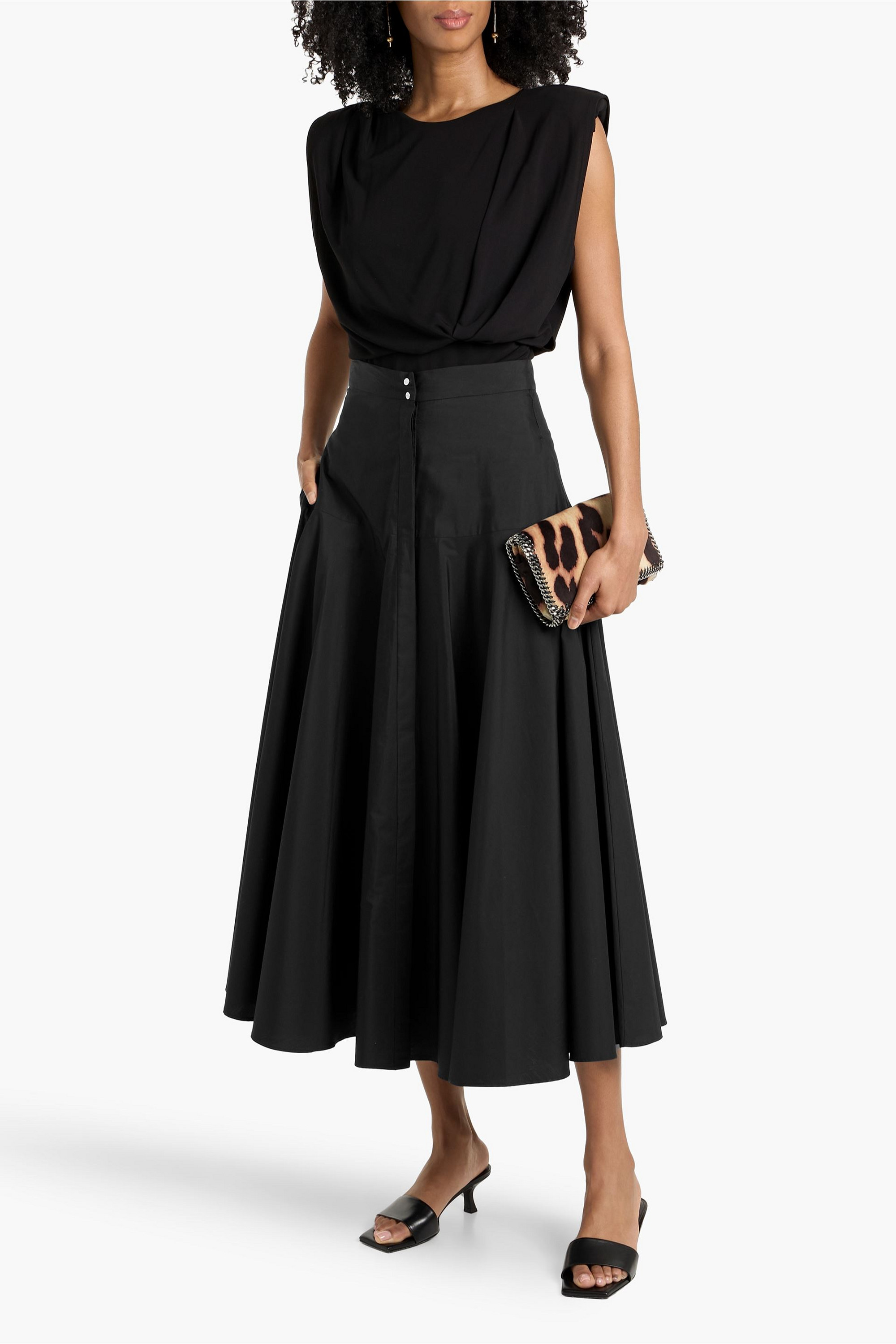 MAX MARA STUDIO Oxiria cotton-poplin midi skirt