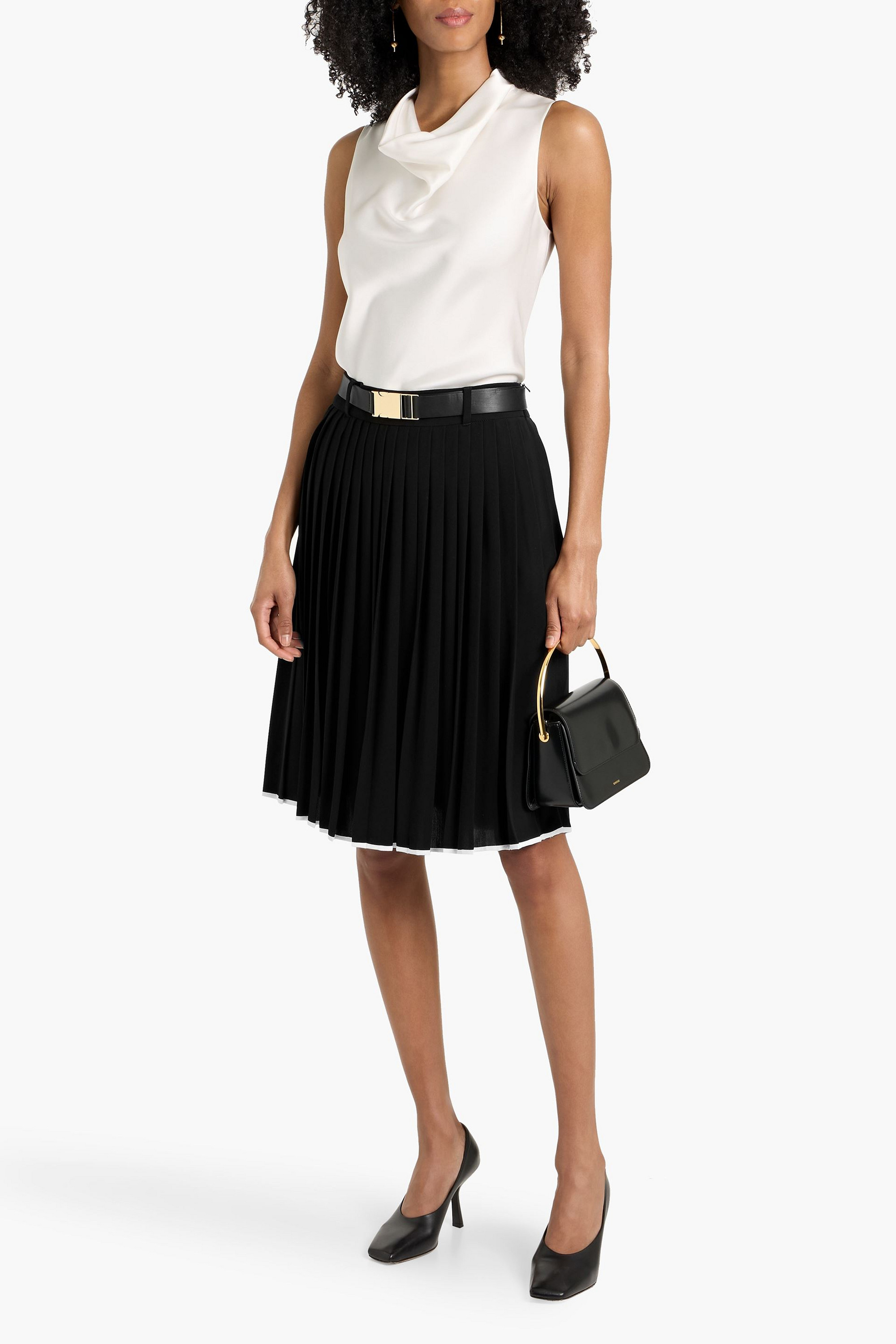 MAX MARA STUDIO Savana belted pleated crepe skirt