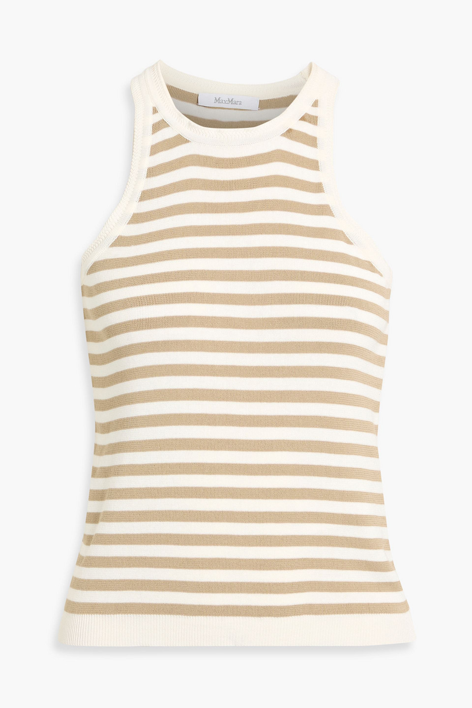 max mara - arnes striped cotton tank - neutral - l