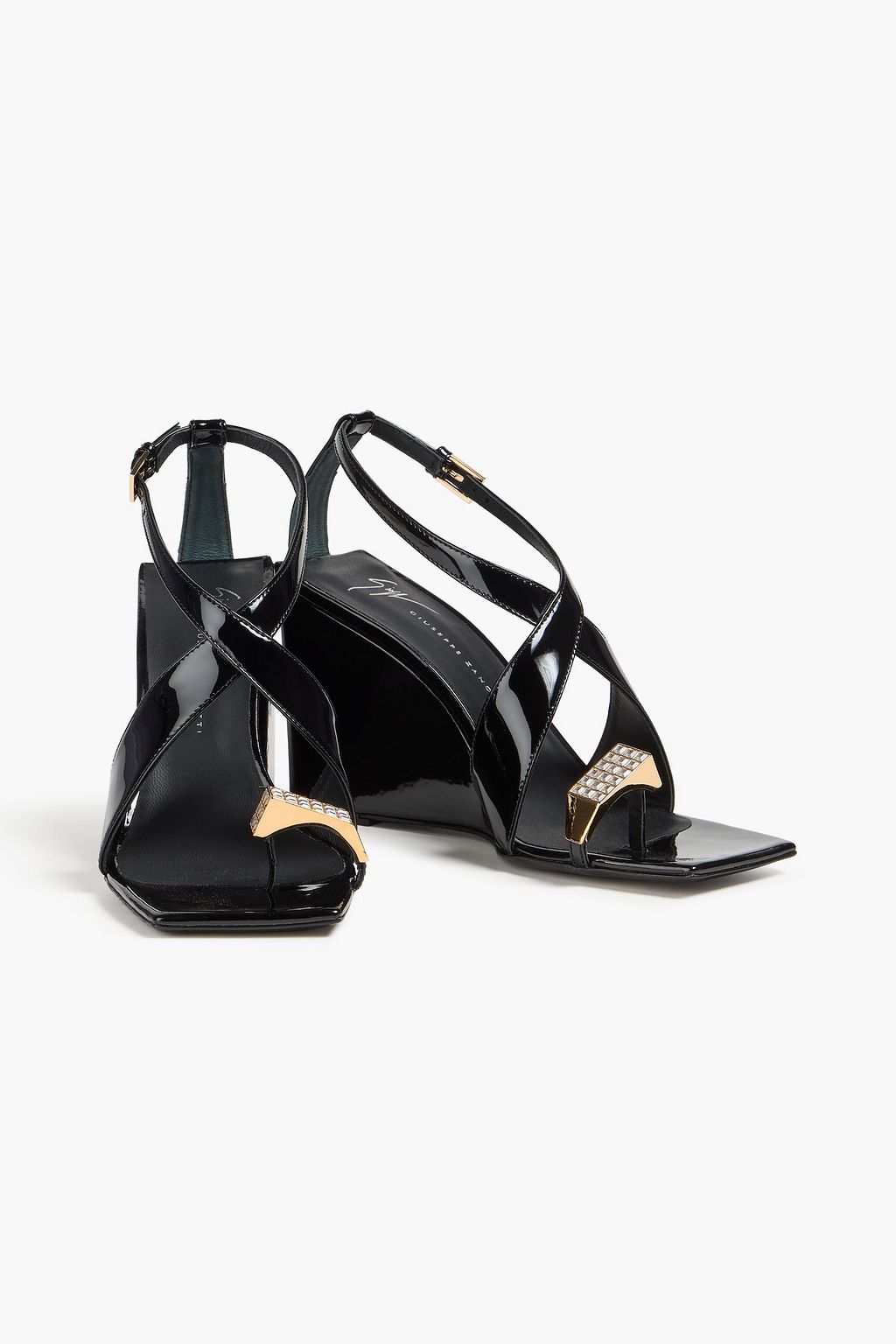 GIUSEPPE ZANOTTI Nihao crystal-embellished patent-leather wedge