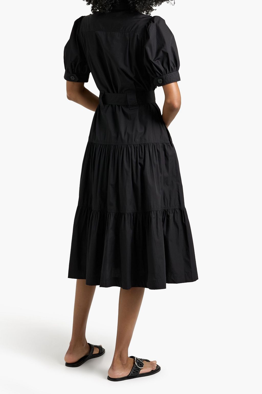 Derek Lam 10 Crosby Tiered cotton-poplin midi shirt dress - Women - Black Dresses - US 2 Derek Lam 10 Crosby Tiered cotton-poplin midi shirt dress - Women - Black Dresses - US 2
